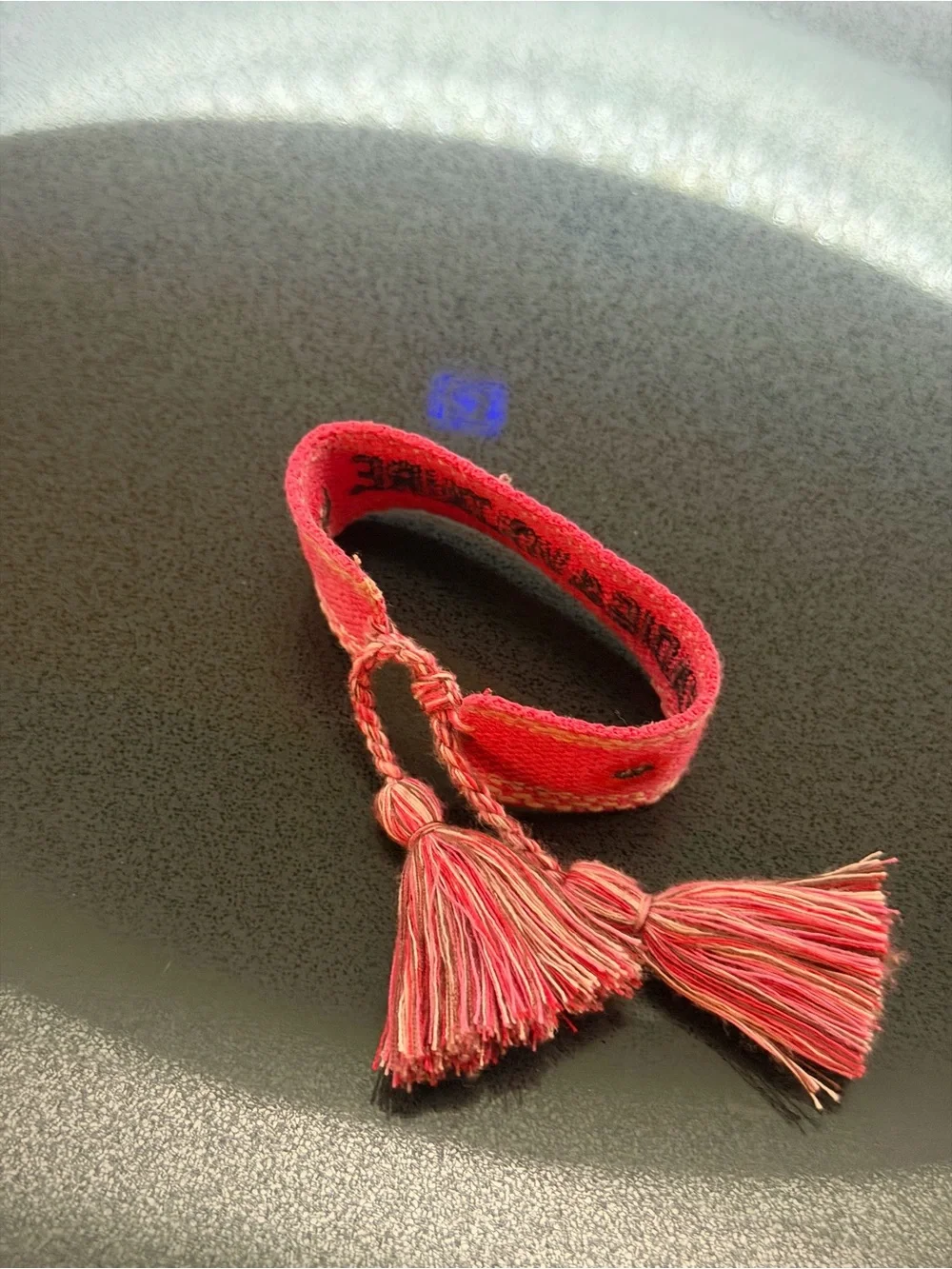 Zadig & Voltaire Hot Pink Woven Logo Friendship Bracelet